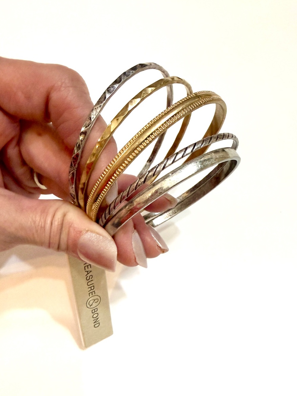 Treasure & Bond Nordstrom Mixed Metal Bangle Bracelet Set NWT Gold Silver Stack